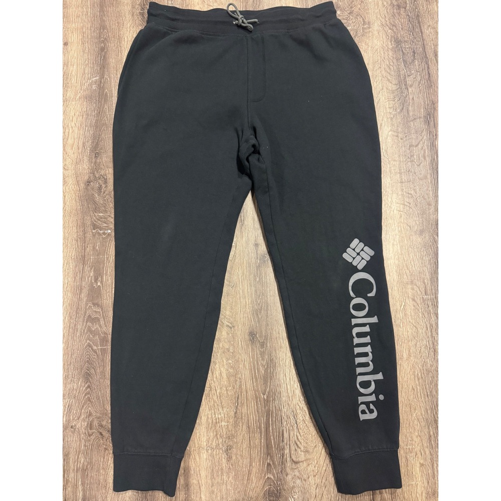 Columbia Mens Black Fleece Joggers Logo Sweatpants AX0574 Size L